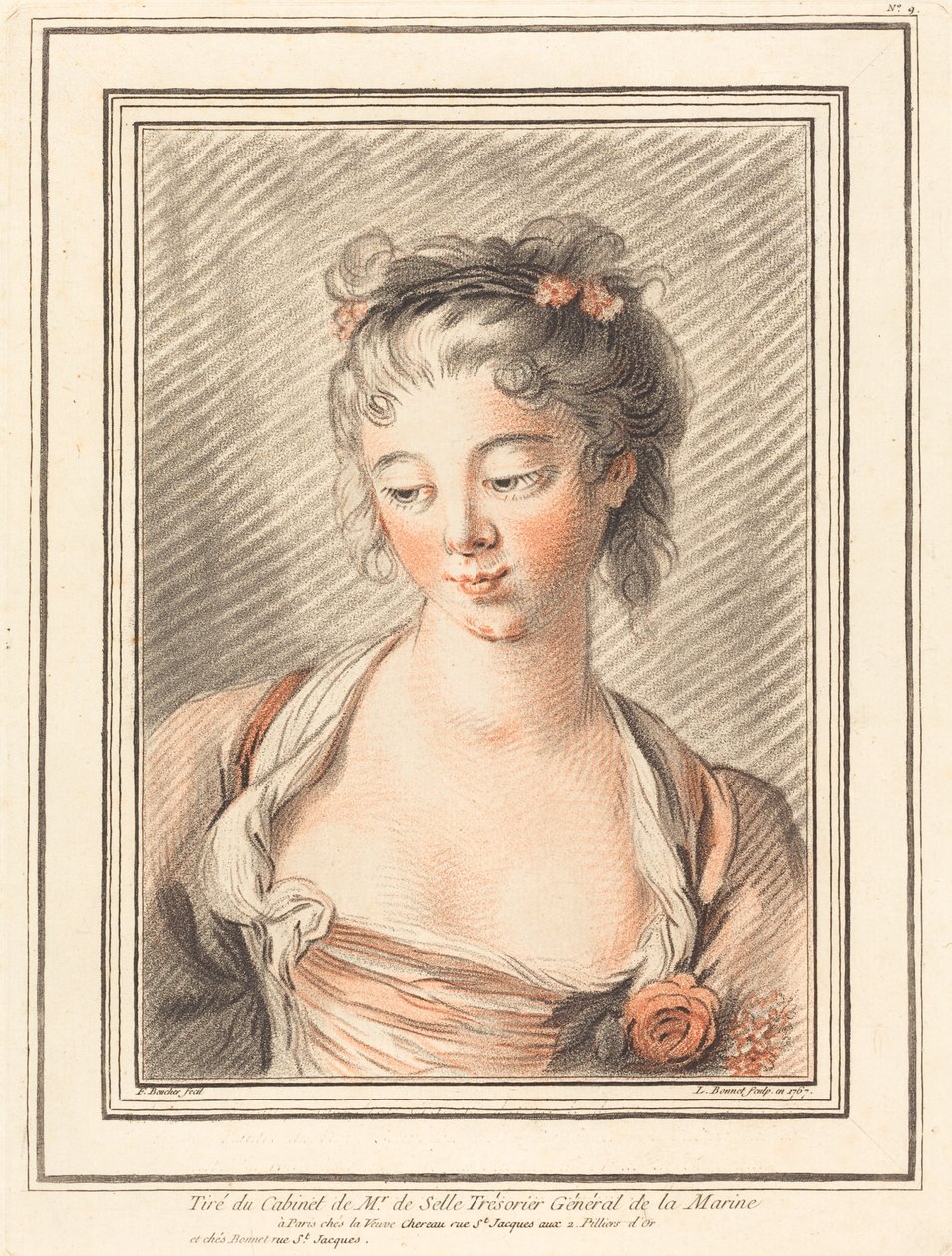 Büste einer jungen Frau, die nach unten schaut, 1773 oder später von Louis Marin Bonnet