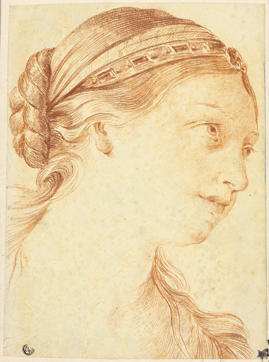 Frauenkopf im Dreiviertelprofil nach rechts von Louis Marin Bonnet