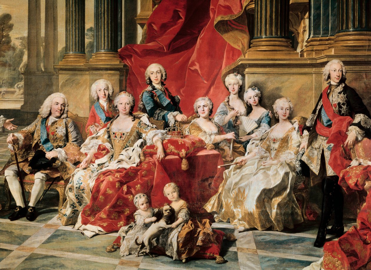 Philipp V. umgeben von seiner Familie. Detail eines Gemäldes von Louis Michel van Loo von Louis Michel van Loo
