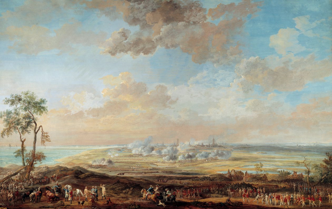 Krieg um die österreichische Erbfolge (1741-1748): „Belagerung von Ostende durch Generalleutnant Graf von Lowendal vom 13. bis 23. August 1745“ Gouache von Louis Nicolas Van Blarenberghe (1716-1794) 1783 von Louis Nicolas van Blarenberghe