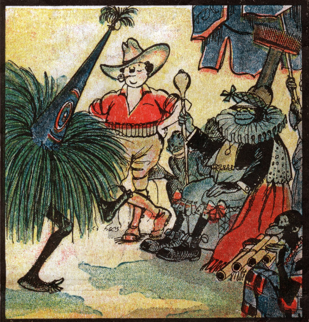 Nestor Fenleroc, europäischer Siedler besucht einen afrikanischen Stamm. 1923 von Louis Peltier