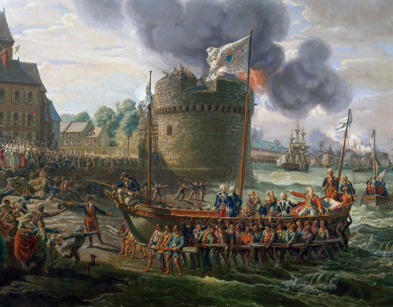 Ludwig XVI. besucht den Hafen von Cherbourg, 23. Juni von Louis Philippe Crepin
