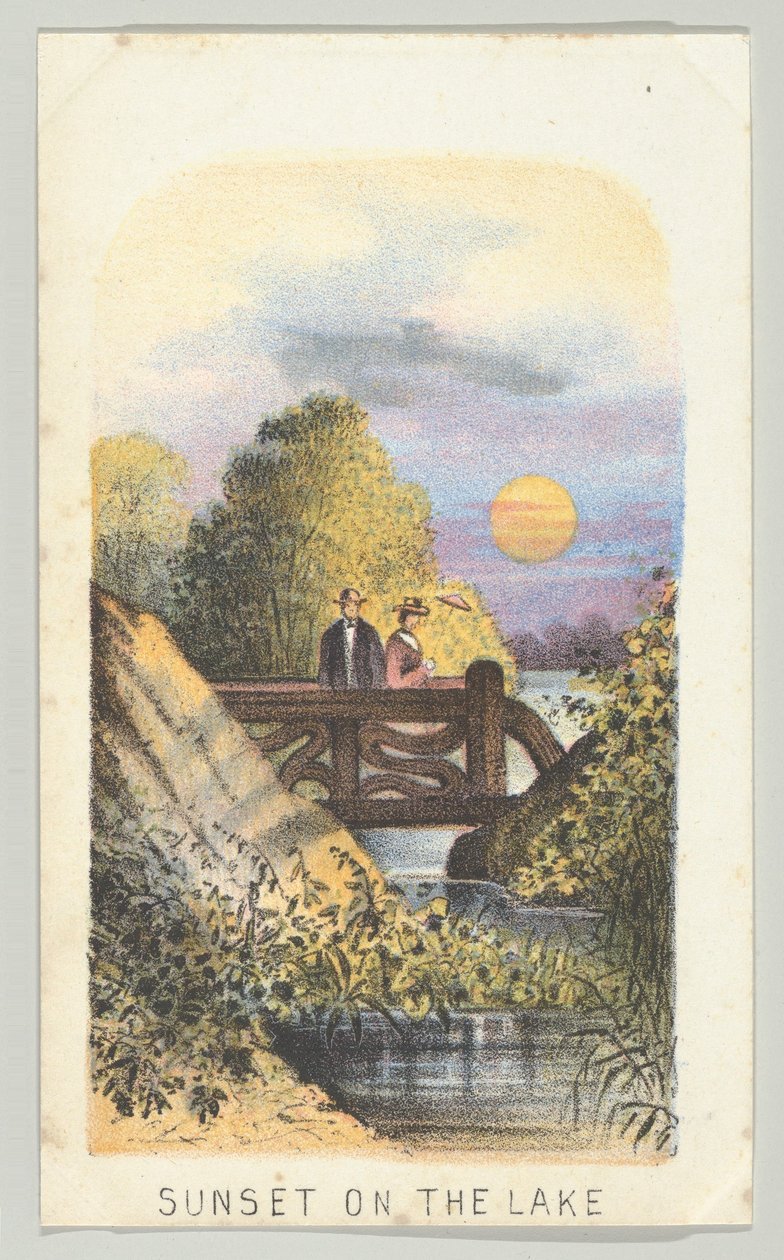 Sonnenuntergang am See, aus der Serie Ansichten im Central Park, New York, Teil 2 von Louis Prang