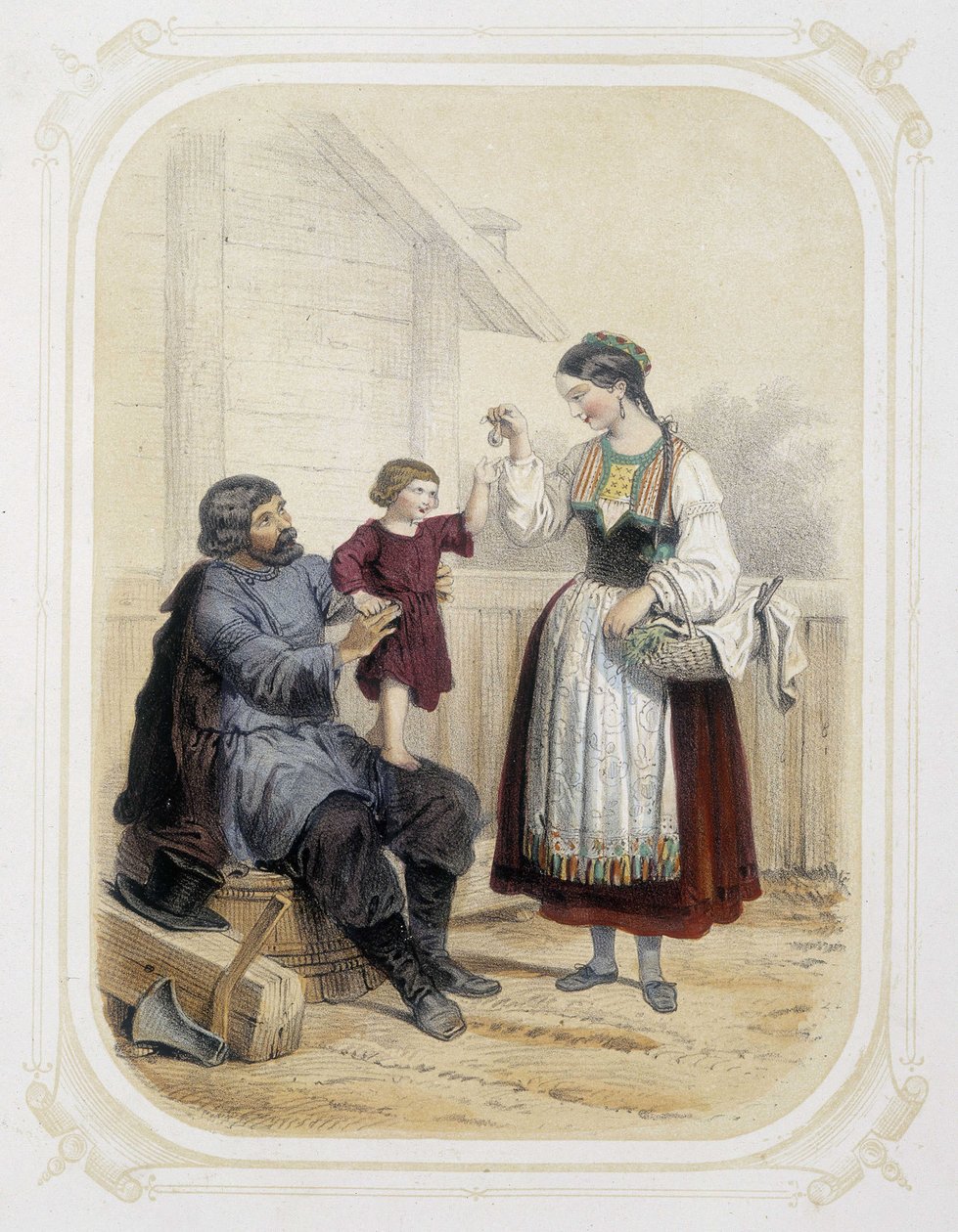 Familie in Russland - in „Album du jeune voyageur“, illustriert von Louis Lassalle von Louis Simon Lassalle