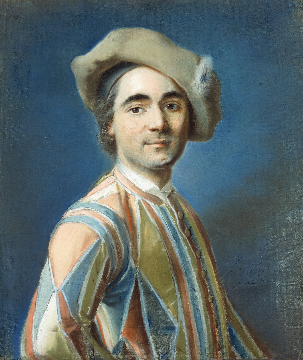 Porträt eines Schauspielers als Arlequin von Louis Vigee