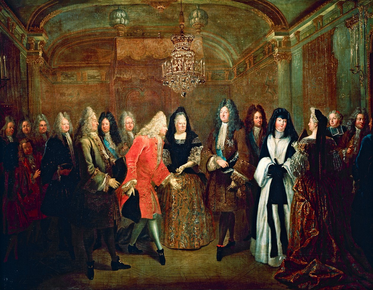 Ludwig XIV. empfängt den Kurfürsten von Sachsen, Friedrich August II., in Fontainebleau am 27. September von Louis de Silvestre