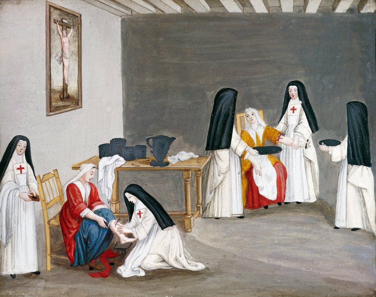 Port-Royal des Champs Abtei, Schwestern pflegen Kranke, von Louise-Magdeleine Hortemels, Frankreich von Louise Magdeleine Hortemels