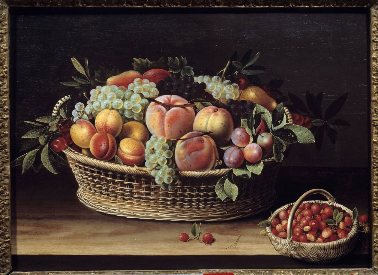 Obstkorb und Erdbeerkörbe Gemälde von Louise Moillon (1610-1696) 1635 Toulouse, Musee des Augustins von Louise Moillon