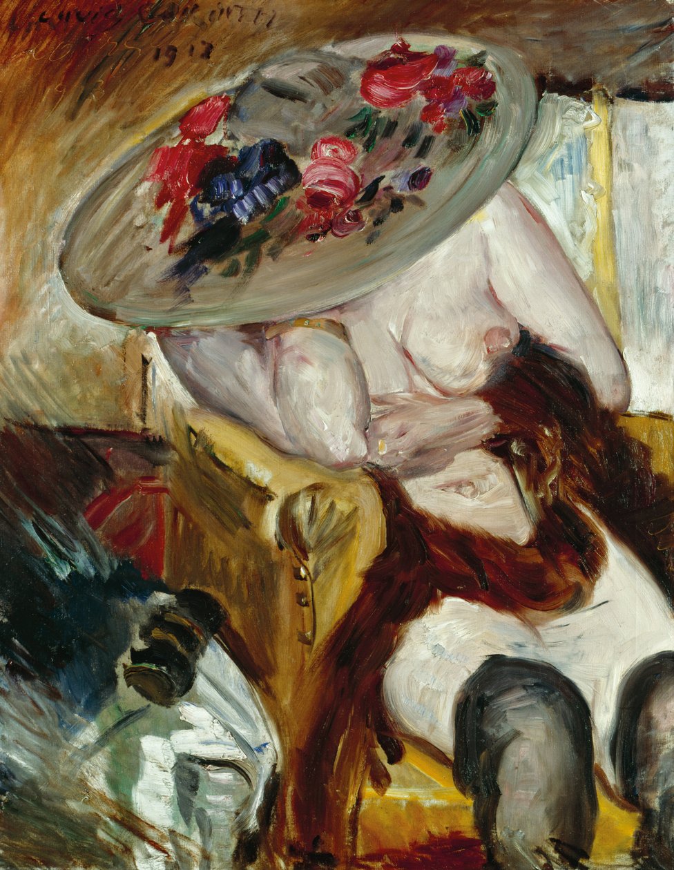Italienische Frau im gelben Stuhl von Lovis Corinth