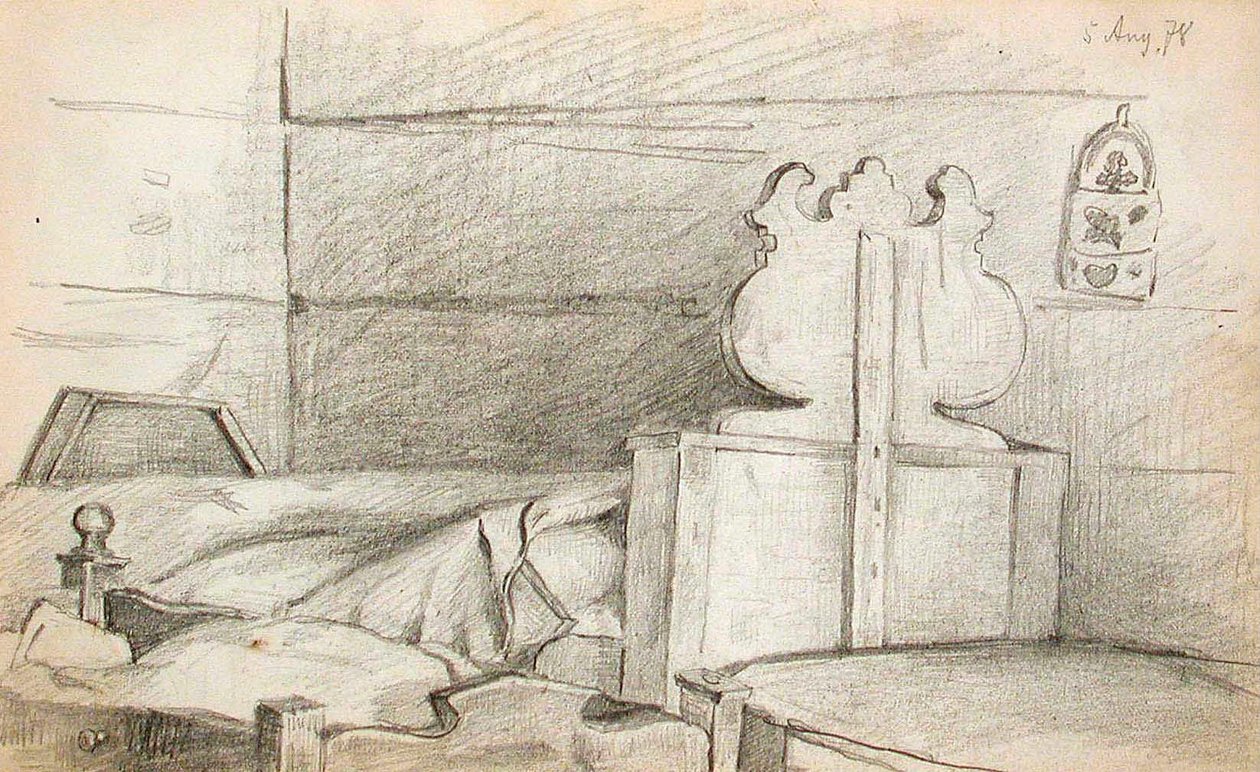 Schlafzimmer (recto), Satan (verso) von Lovis Corinth