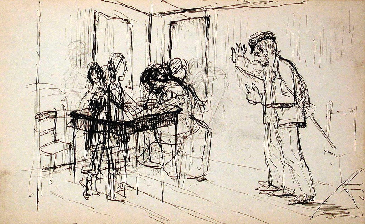 Blockhaus (recto), Figuren im Innenraum (verso) von Lovis Corinth