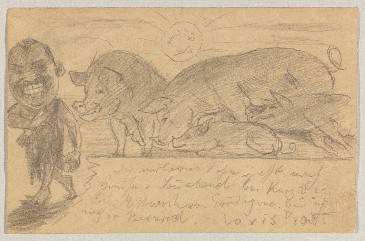 Lovis Corinth an Carl Strathmann: Postkarte, Poststempel 25. August 1899 von Lovis Corinth