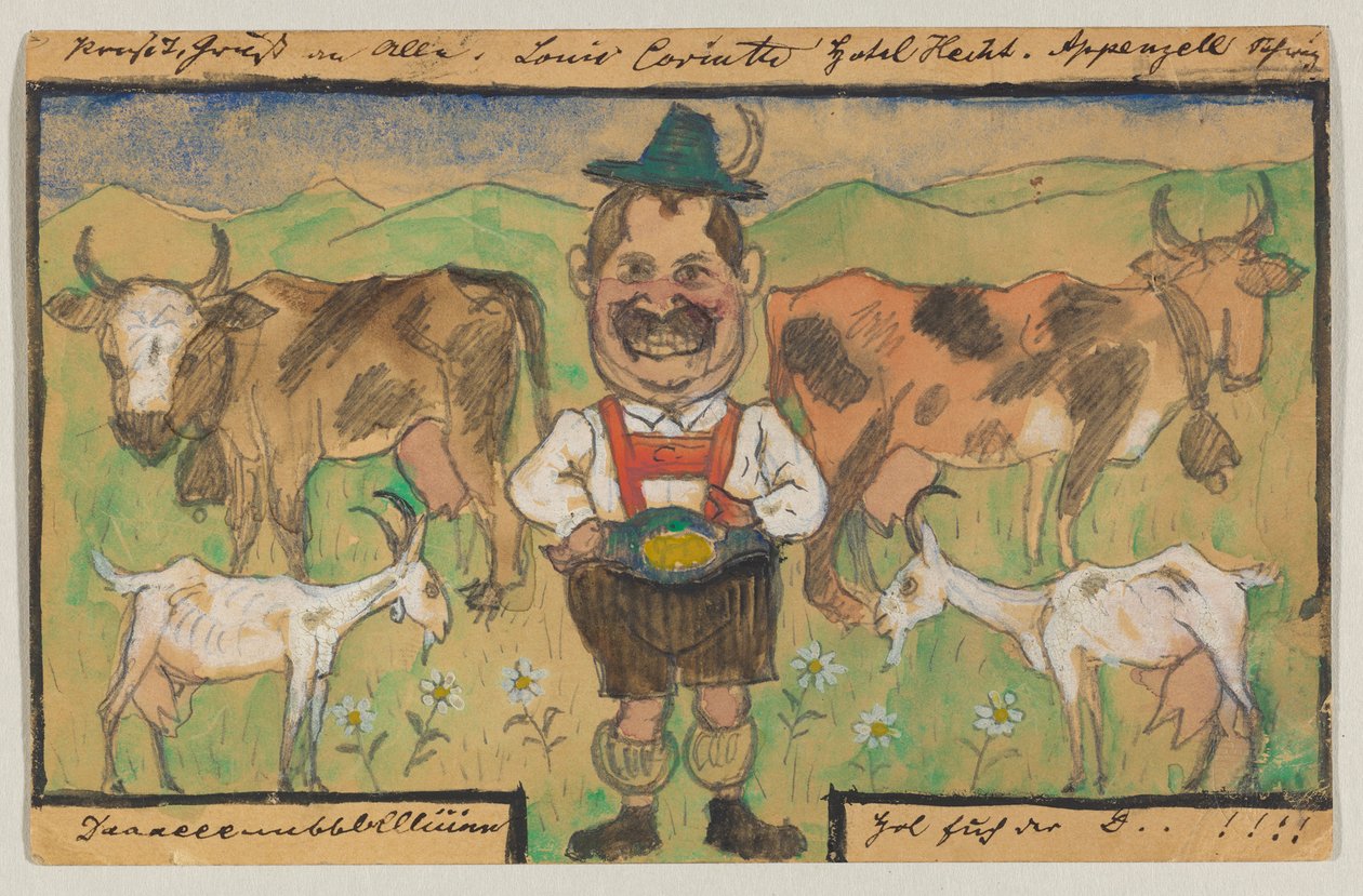Lovis Corinth an Carl Strathmann: Postkarte, Poststempel 9. Mai 1895 (Appenzell) von Lovis Corinth