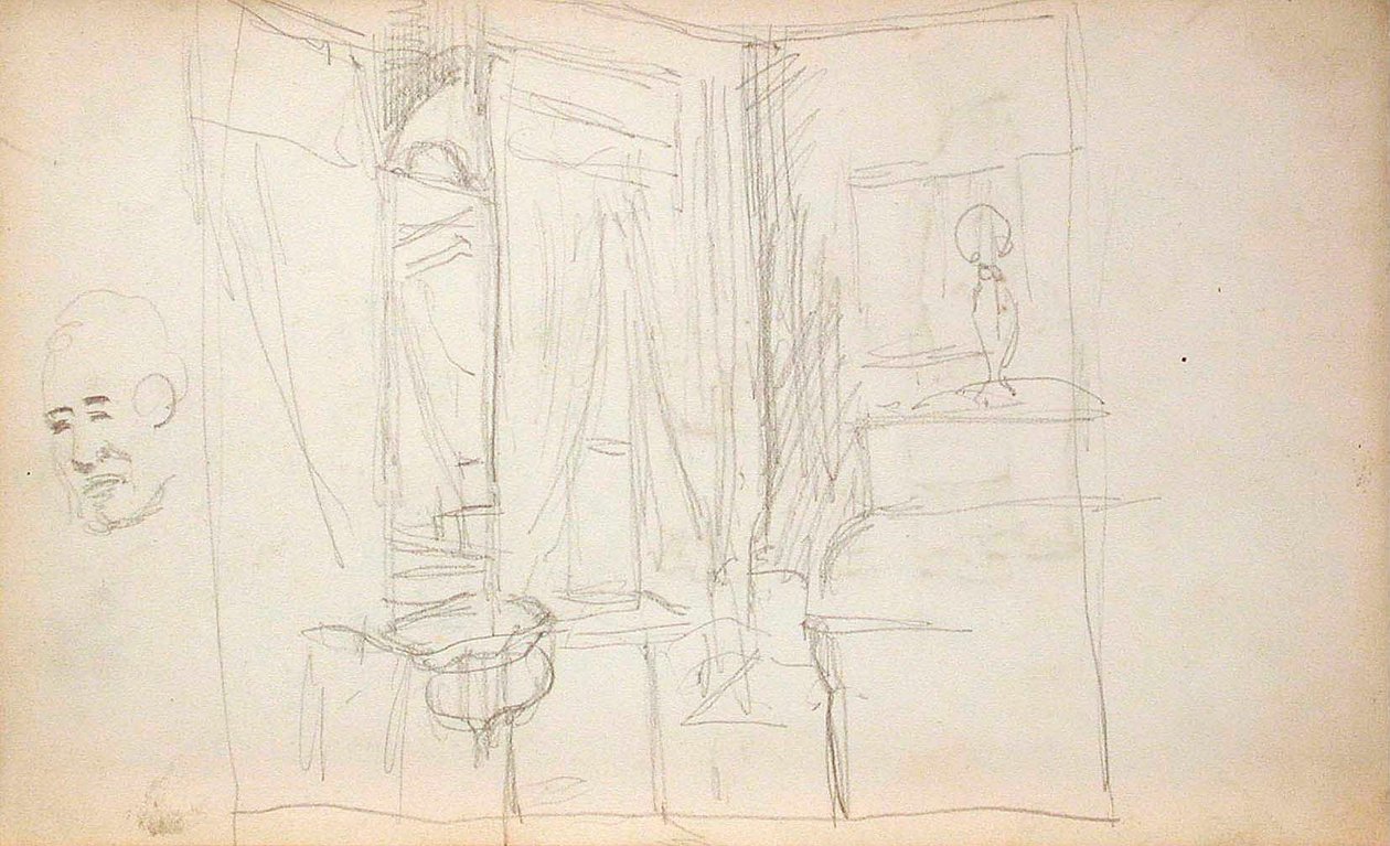 Mann, der Kinder führt (Vorderseite), Innenraum (Rückseite) von Lovis Corinth