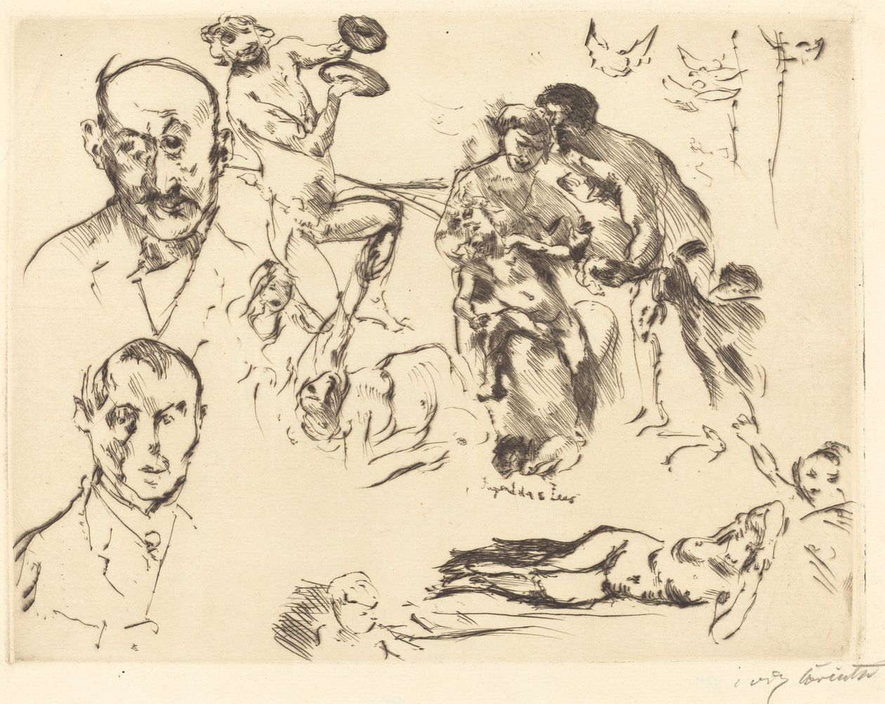 Skizzen von Männern, einschließlich Max Liebermann von Lovis Corinth