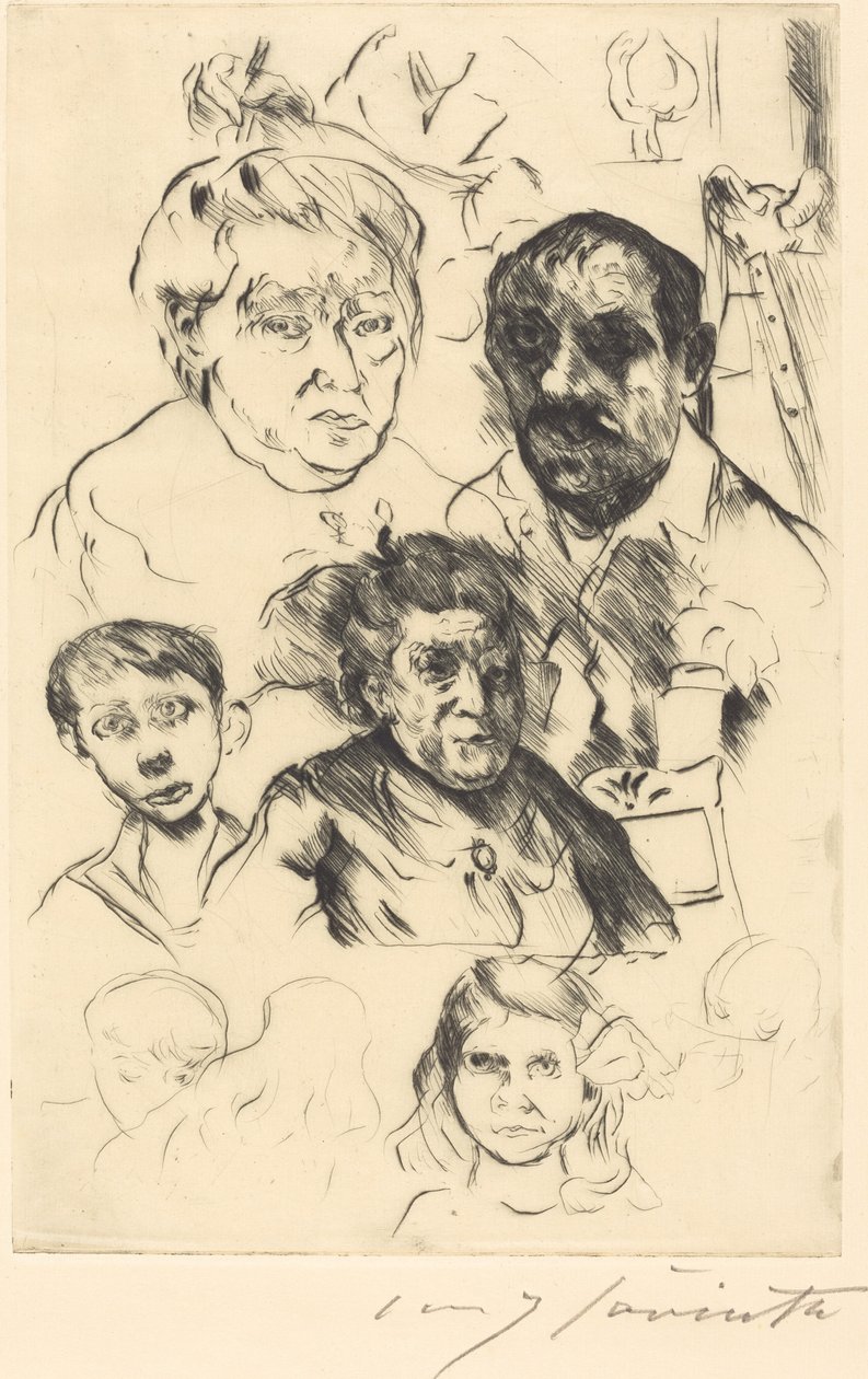 Verschiedene Köpfe und Selbstbildnis von Lovis Corinth