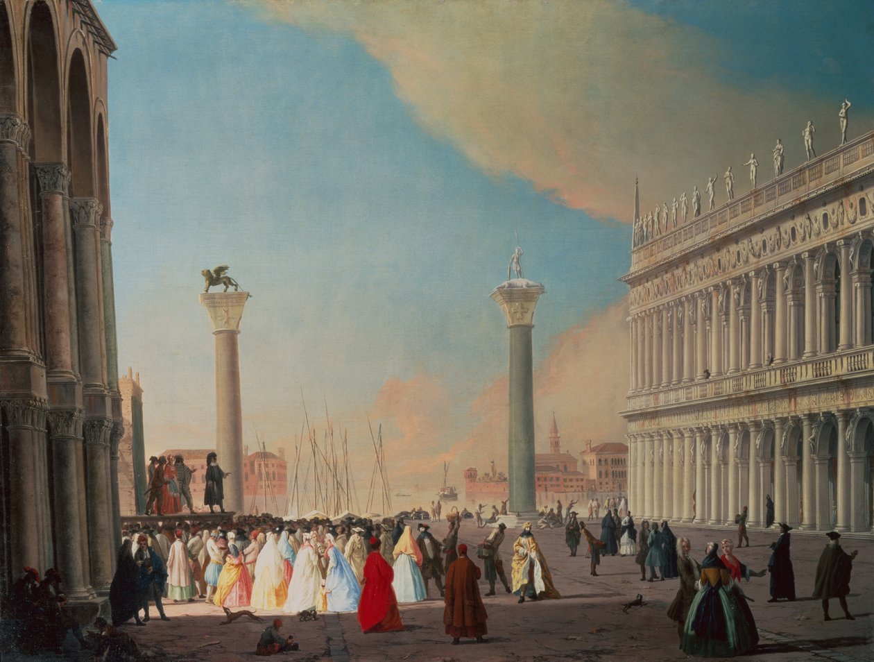 Die Piazzetta, Venedig, Blick nach Süden von der Fassade von San Marco von Luca Carlevaris