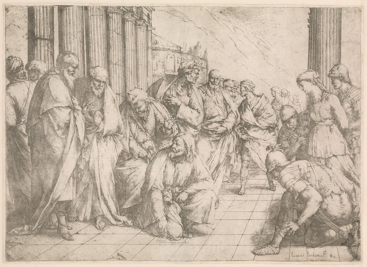 Christus und die Ehebrecherin von Luca Giordano