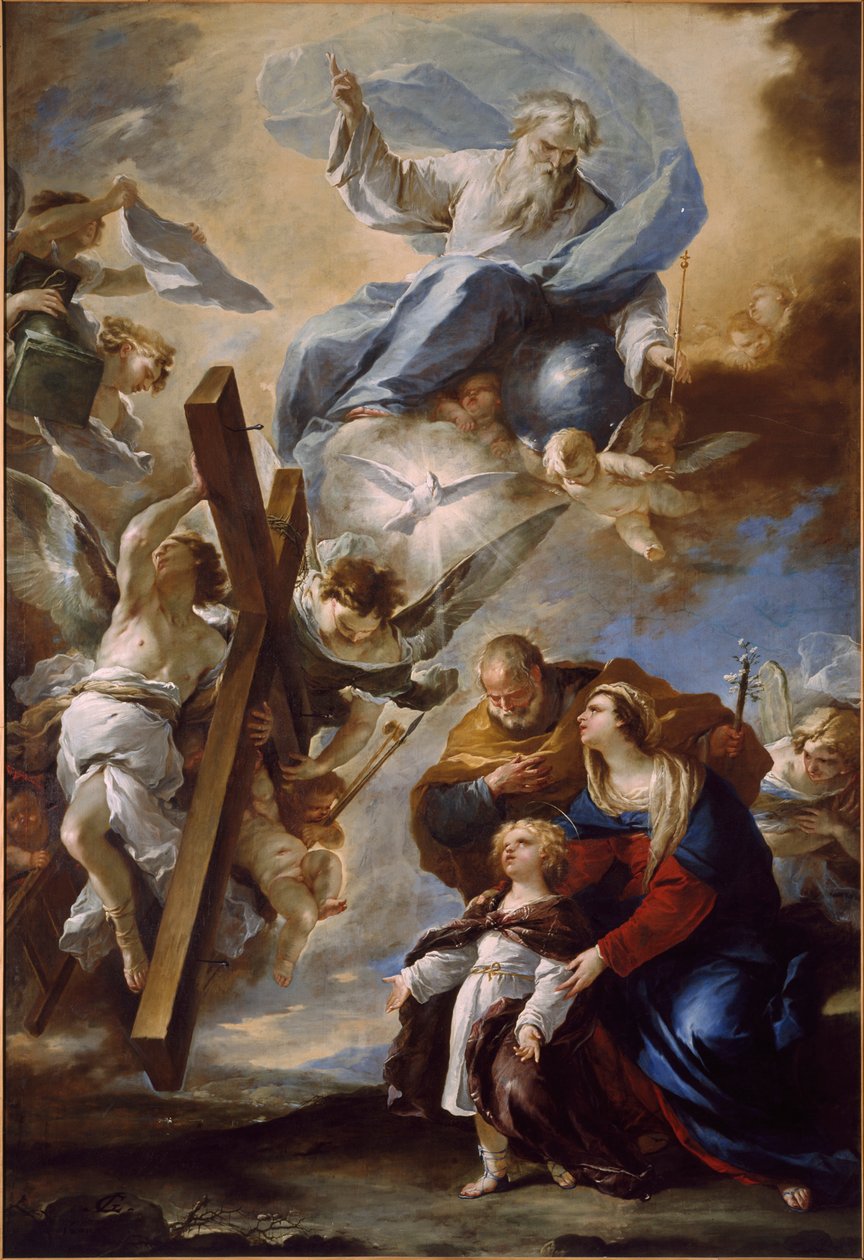 Die Heilige Familie mit den Symbolen der Passion von Luca Giordano