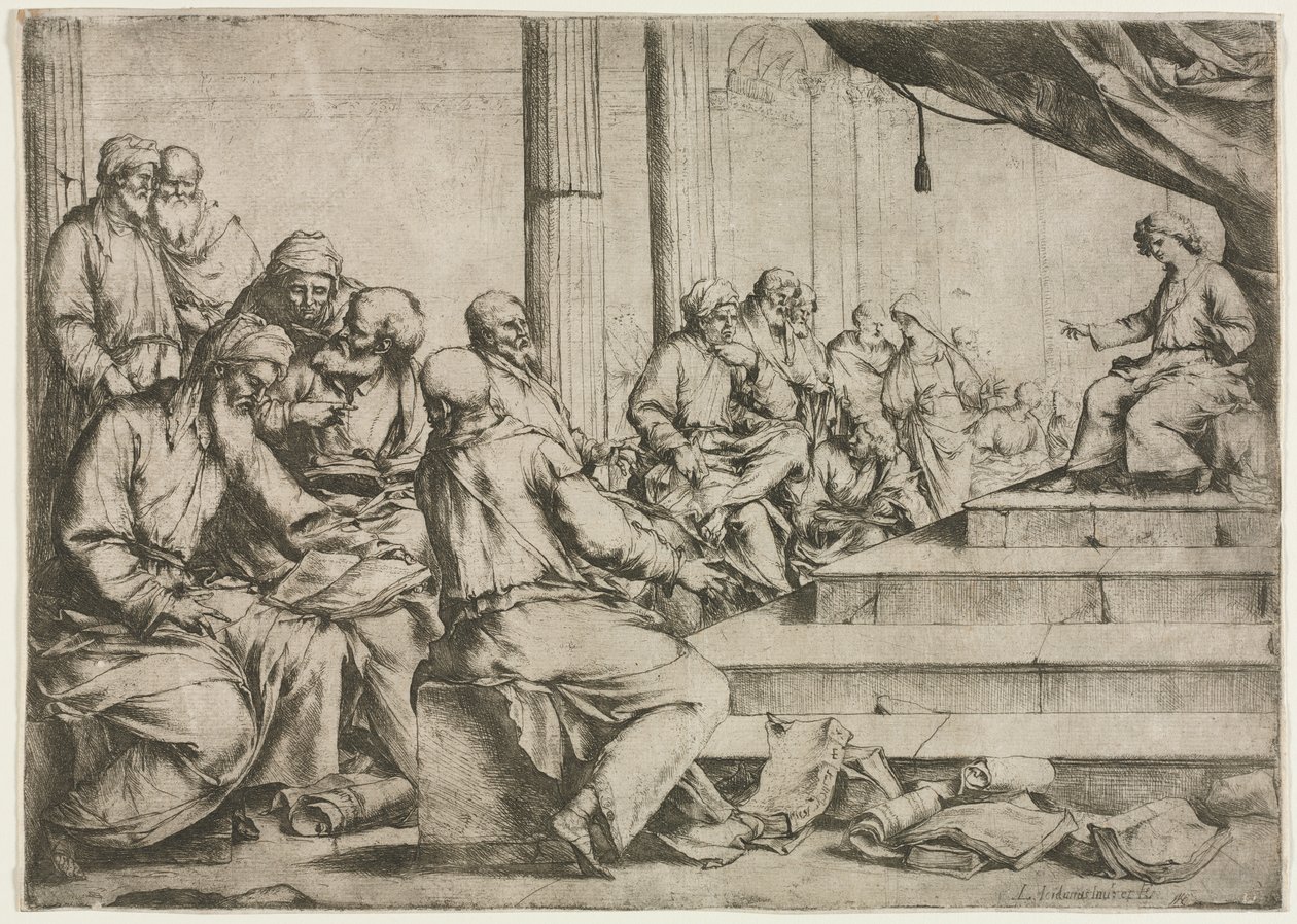 Der junge Christus lehrt im Tempel von Luca Giordano