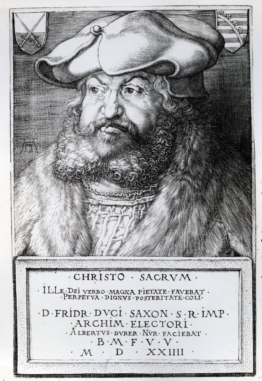 Friedrich III., Kurfürst von Sachsen, graviert von Albrecht Dürer, 1524 von Lucas Cranach the Elder