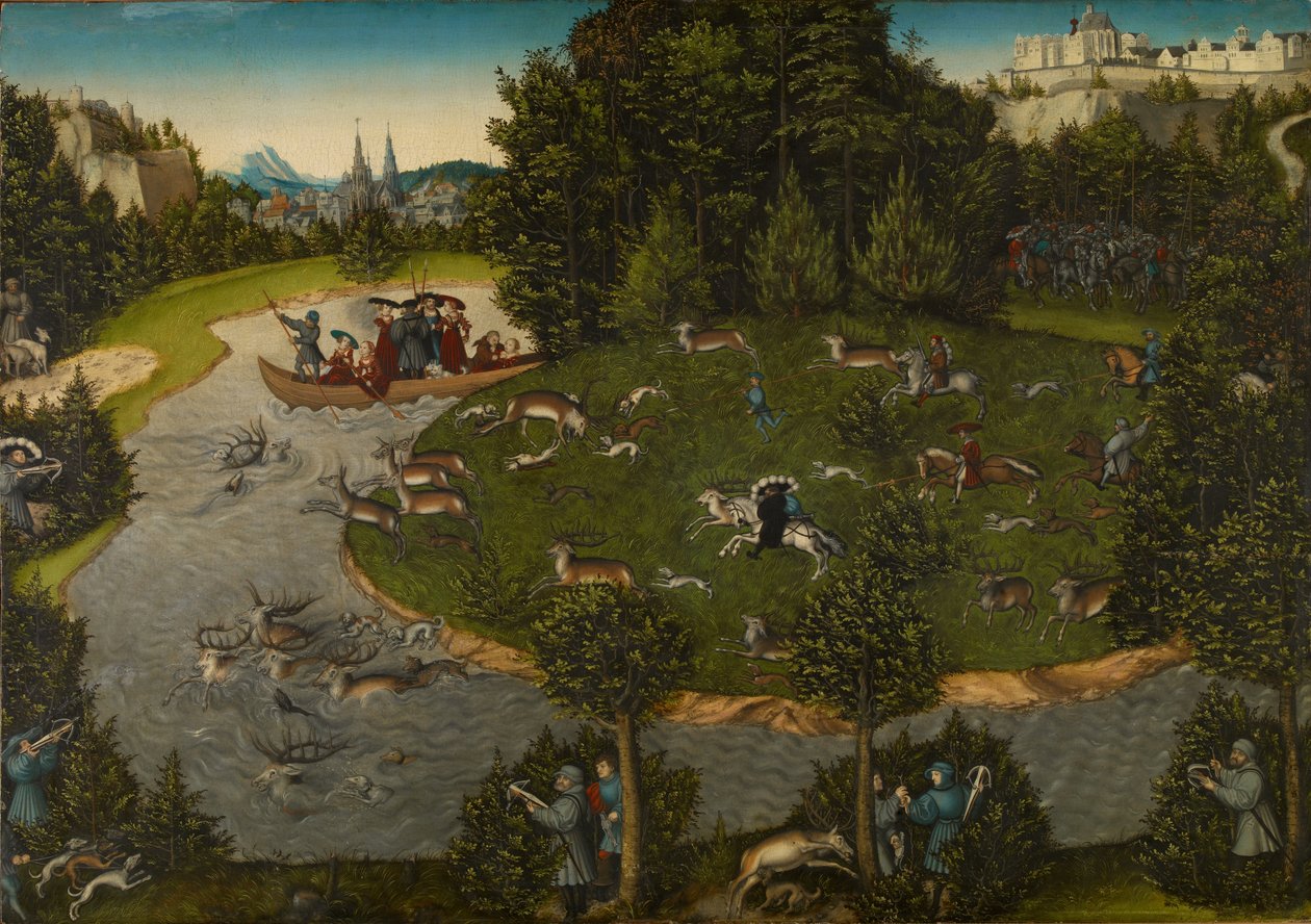 Eine Hirschjagd mit dem Kurfürsten Friedrich dem Weisen von Lucas Cranach the Elder