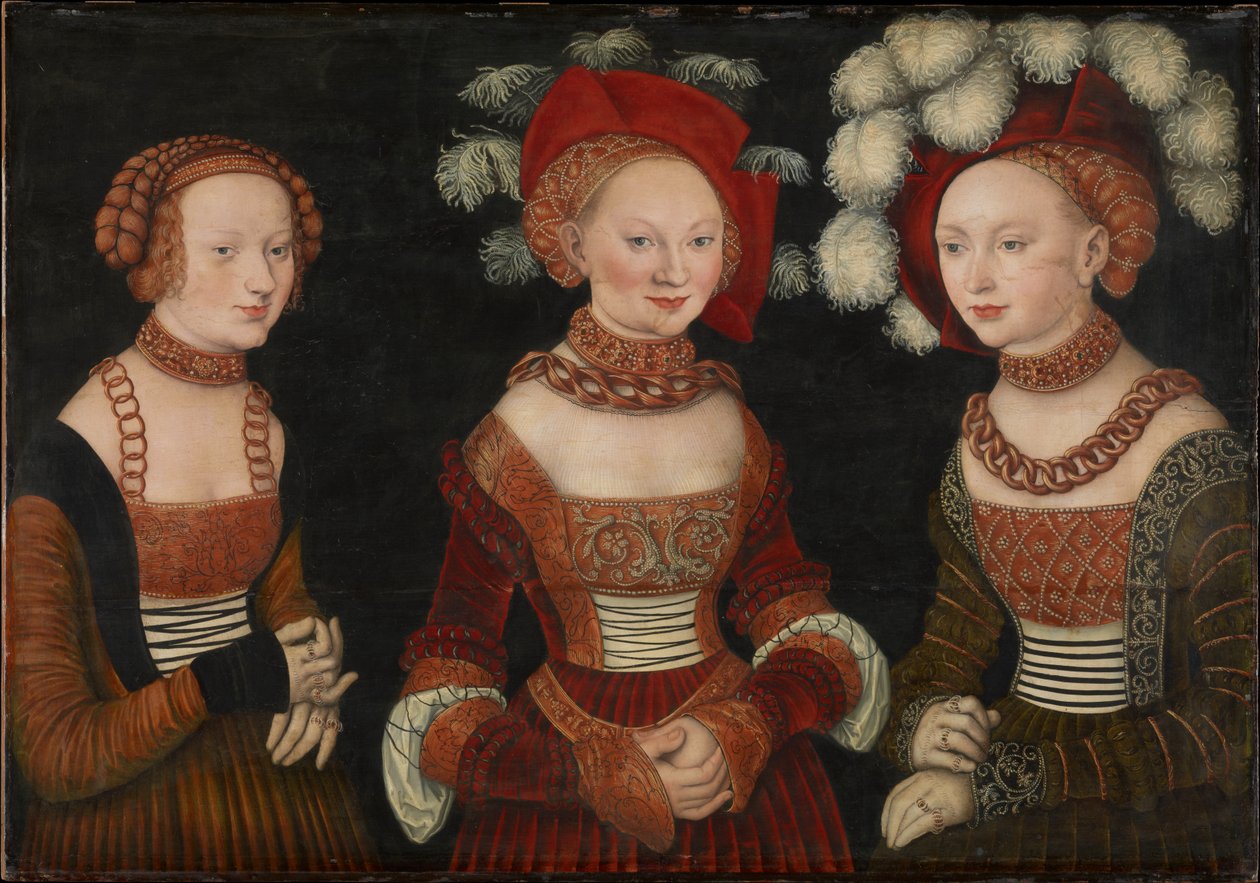 Die Prinzessinnen Sibylla (1515-1592), Emilia (1516-1591) und Sidonia (1518-1575) von Sachsen von Lucas Cranach the Elder