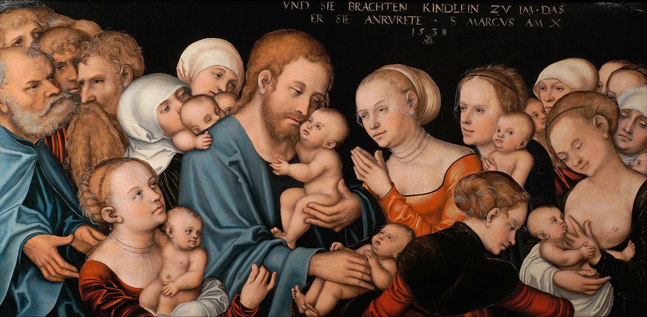 Lasset die Kindlein zu mir kommen (Christus segnet die Kinder) von Lucas Cranach the Elder