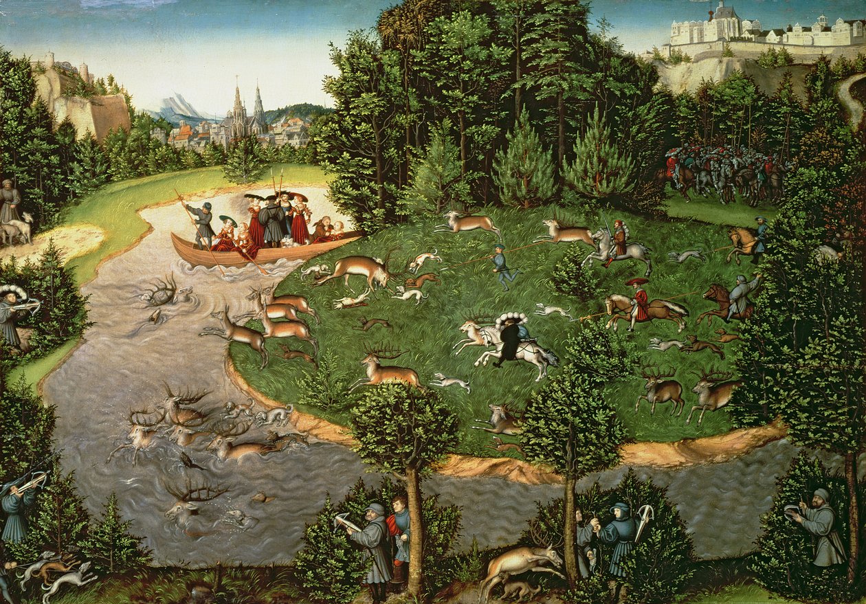 Hirschjagd von Kurfürst Friedrich III. der Weise, 1529 von Lucas Cranach the Elder