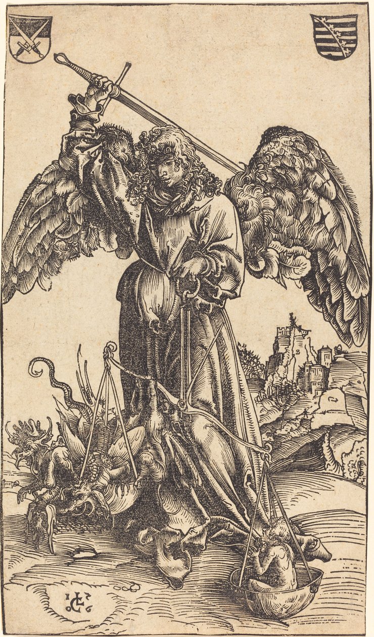 Der Erzengel Michael wiegt eine Seele von Lucas Cranach the Elder