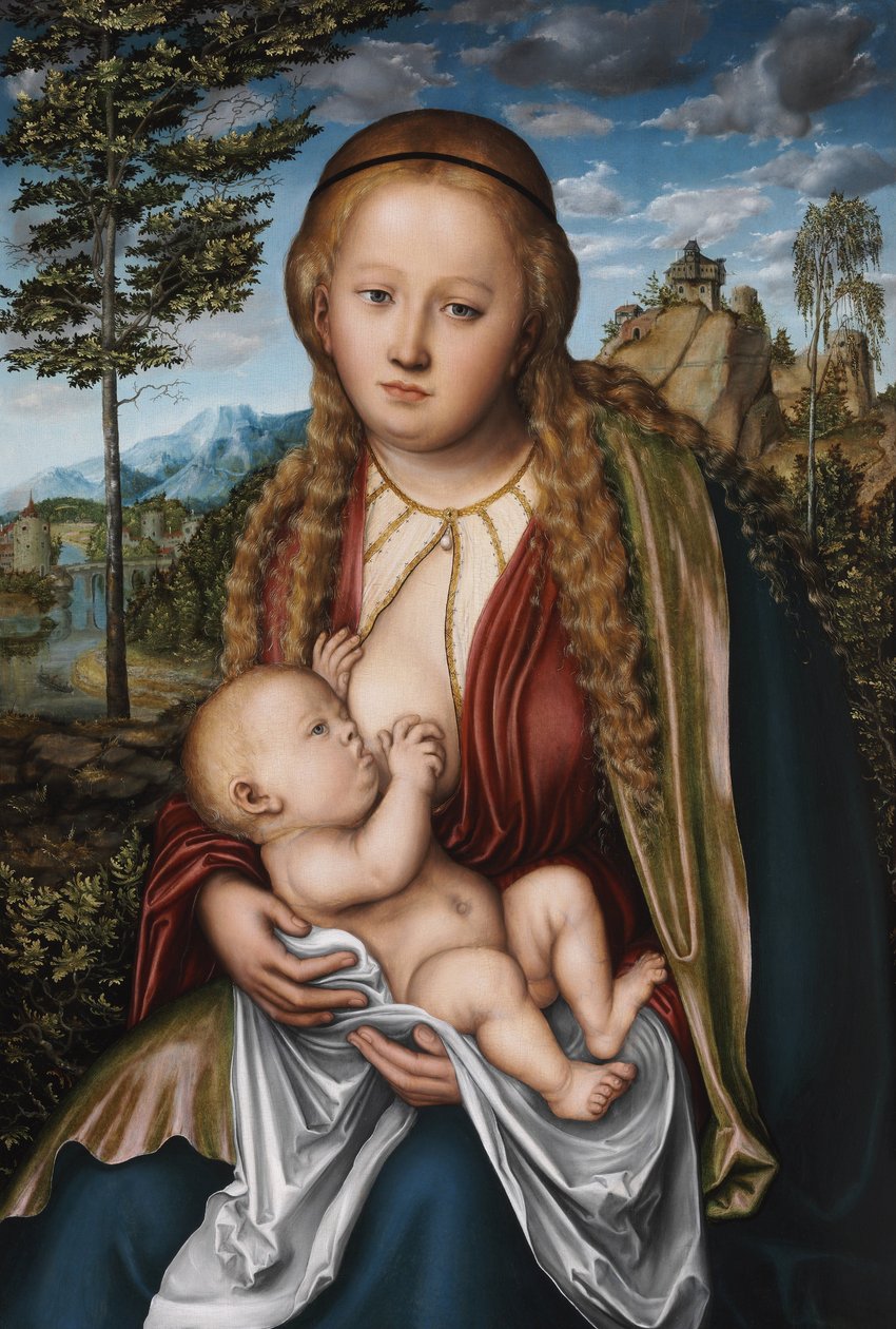 Die Jungfrau stillt das Jesuskind von Lucas Cranach the Elder