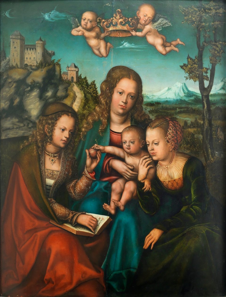 Madonna zwischen zwei weiblichen Heiligen von Lucas Cranach the Elder and workshop