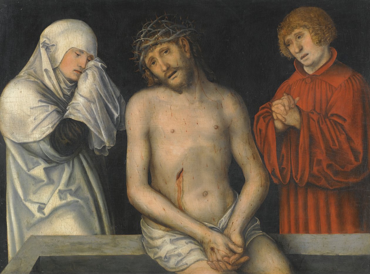 Der Schmerzensmann zwischen Maria und Johannes von Lucas Cranach the Younger