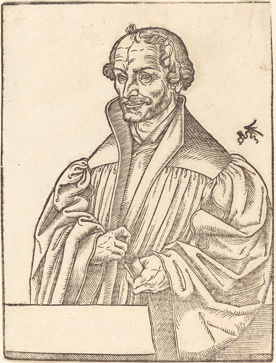 Philip Melanchton, Halbfigur nach links, hinter einer Brustwehr stehend von Lucas Cranach the Younger