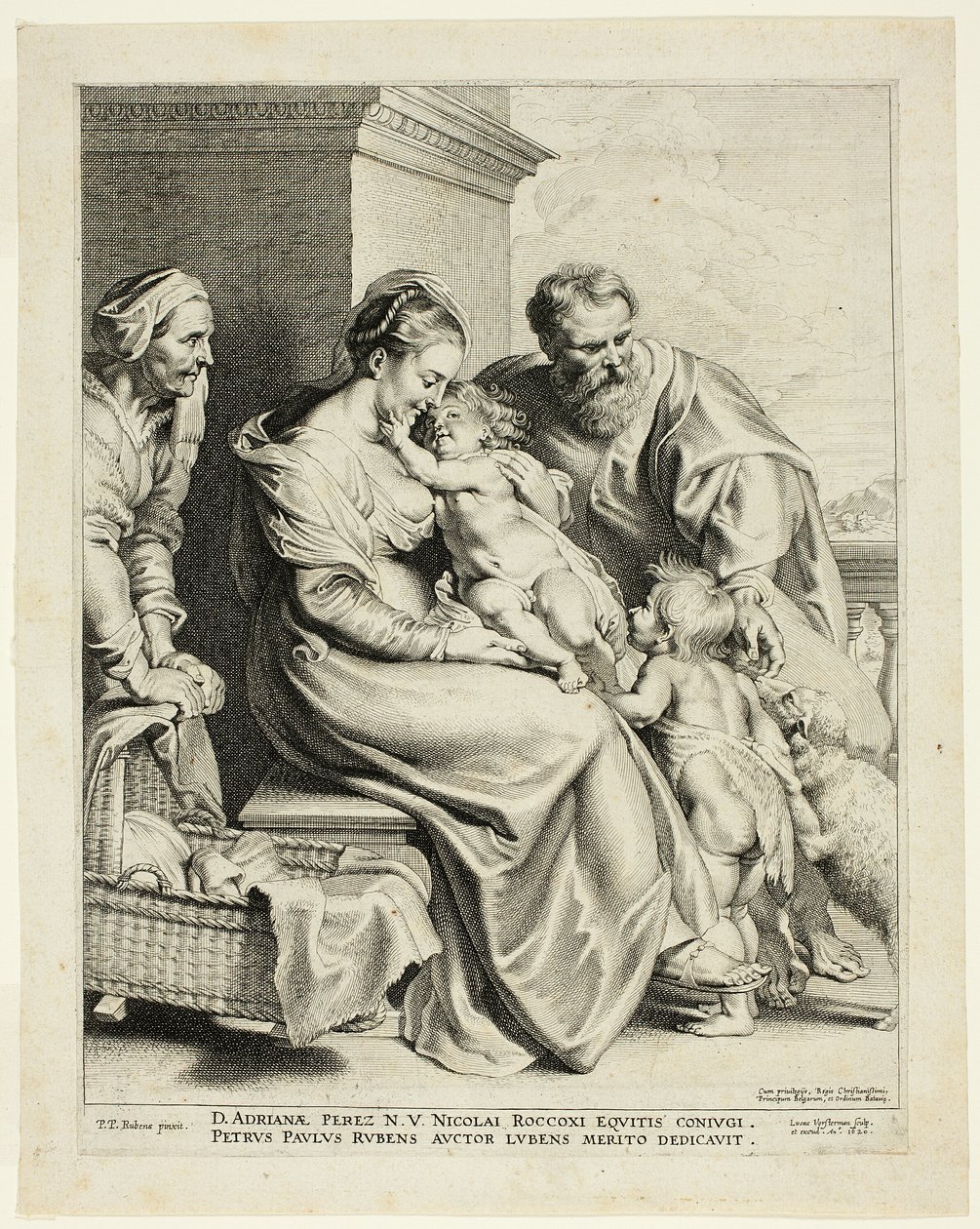 Die Heilige Familie mit der heiligen Elisabeth und dem kleinen Johannes dem Täufer von Lucas Emil Vorsterman