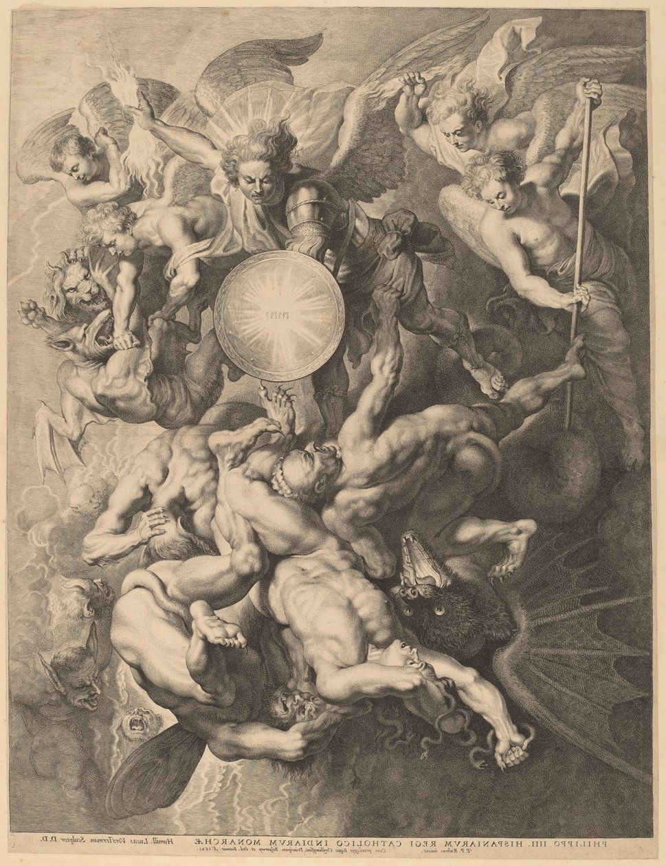 Der Sturz der rebellischen Engel von Lucas Emil Vorsterman after Sir Peter Paul Rubens