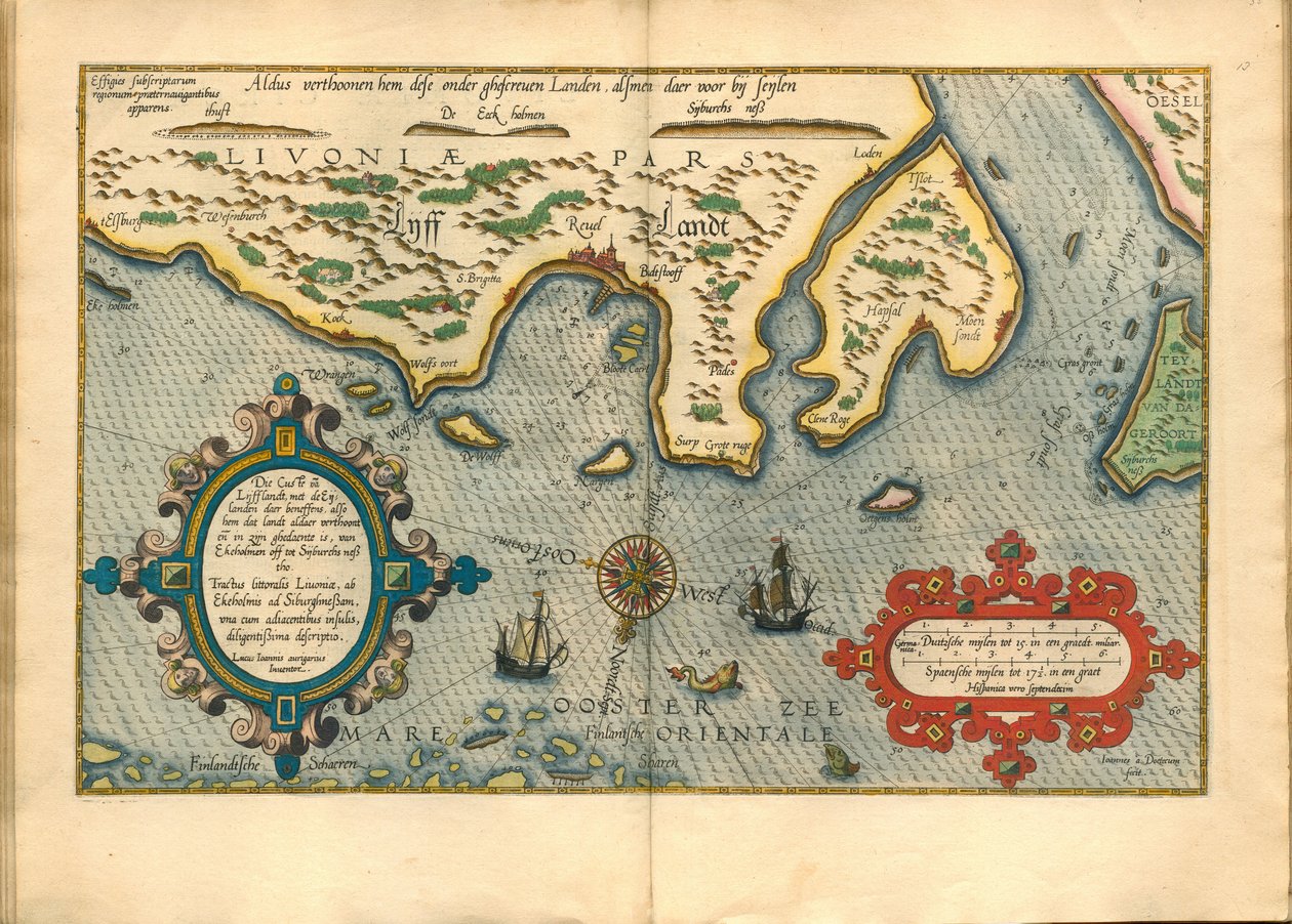 Karte von Livland Die Küste von Lijfflandt mit den dazugehörigen Inseln von Lucas Janszoon Waghenaer