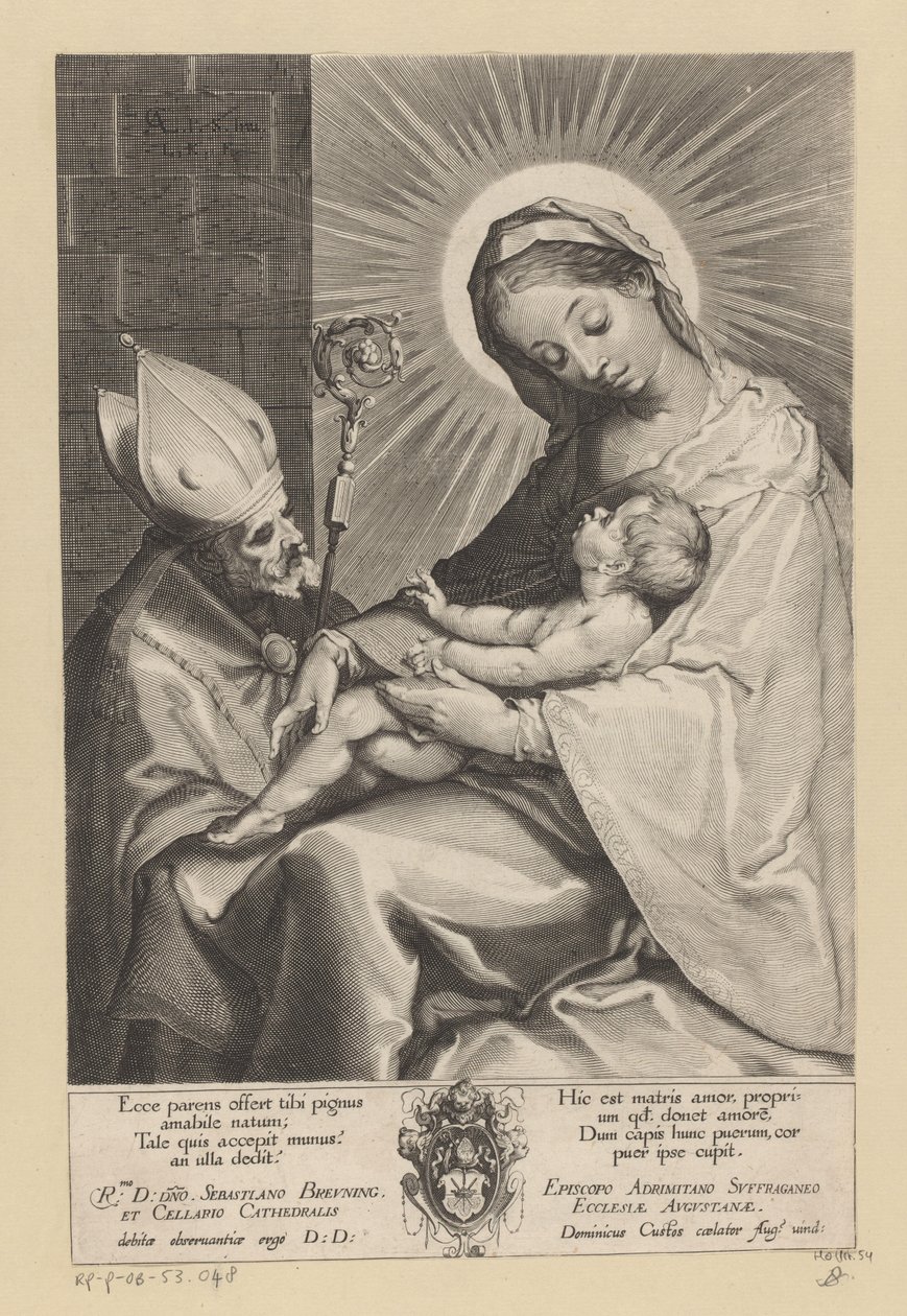 Maria mit Kind, angebetet von einem Bischof von Lucas Kilian