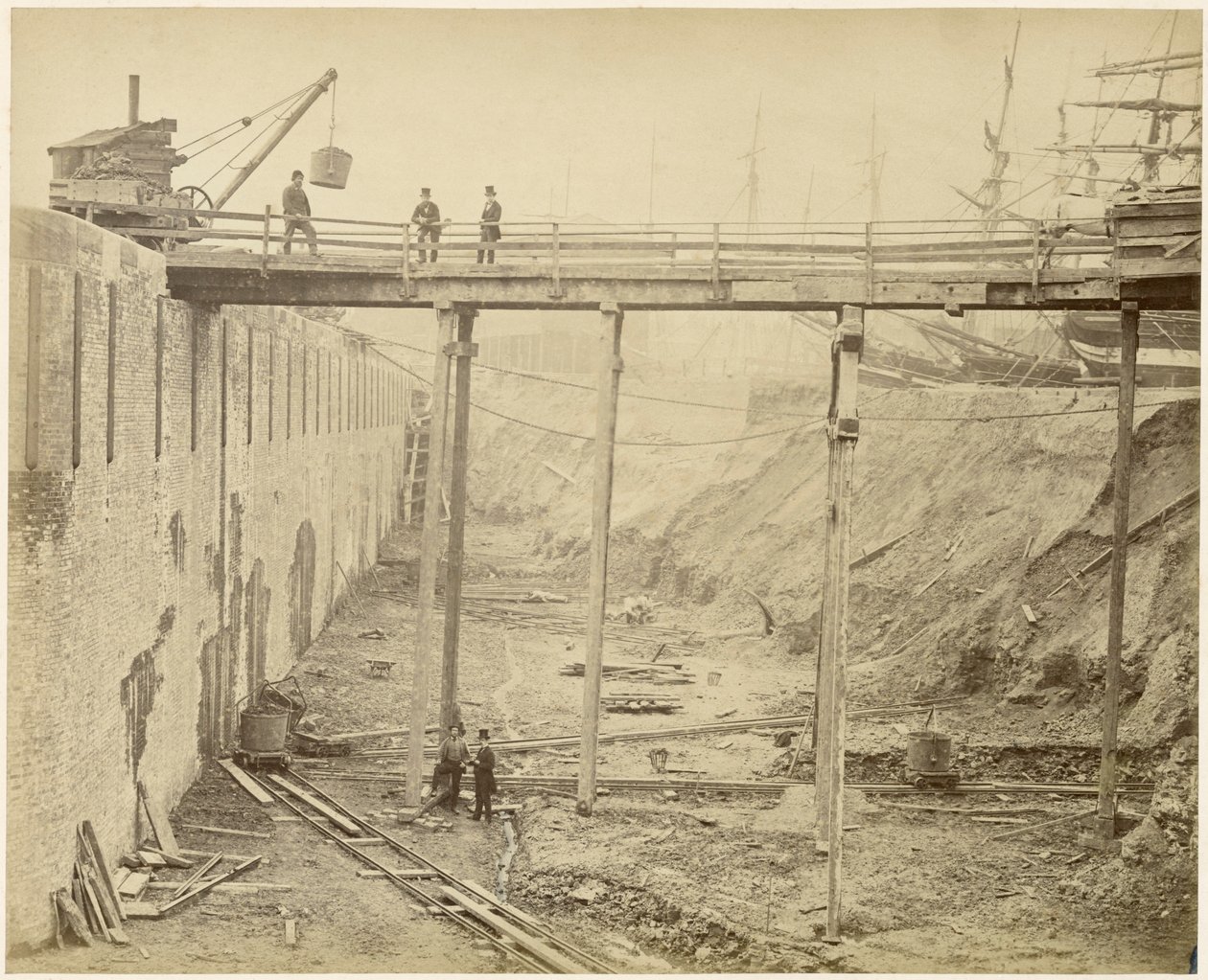 Bau des erweiterten Limehouse-Beckens, London, Mai 1869 von Lucas and Tuck