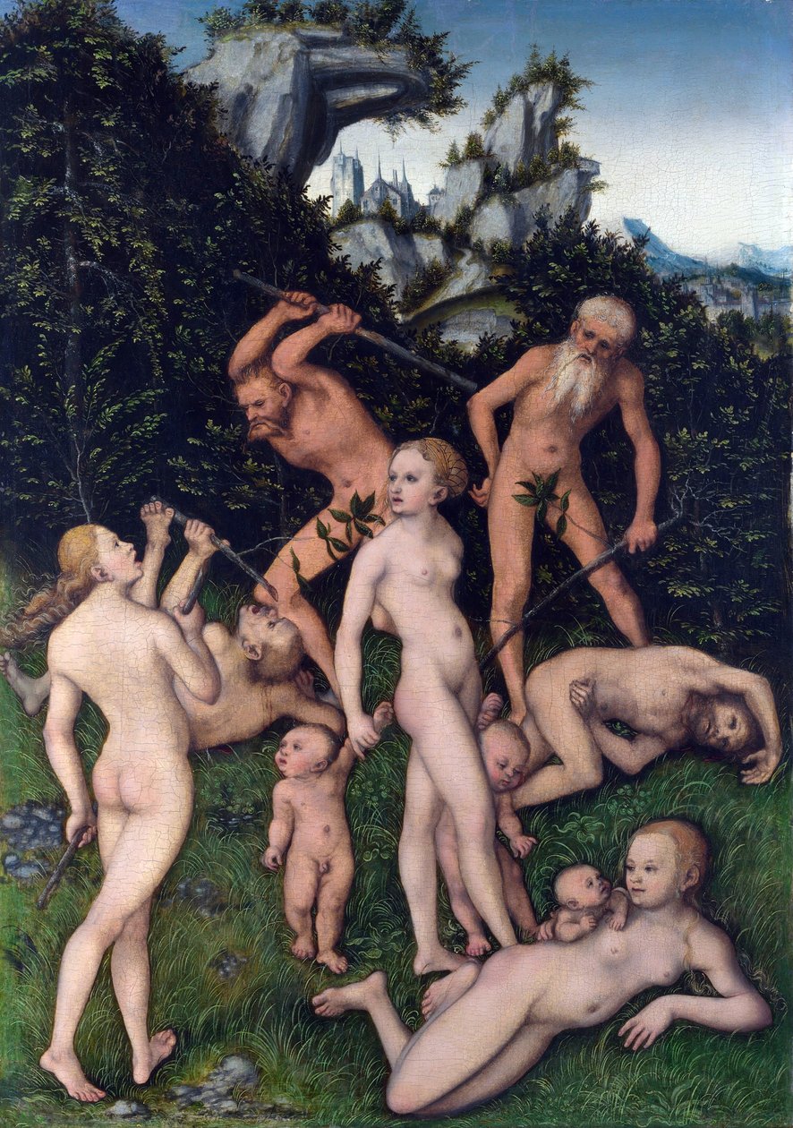 Das Ende des Silberzeitalters, inspiriert von den Gedichten des antiken griechischen Dichters Hesiod von Lucas the Elder Cranach