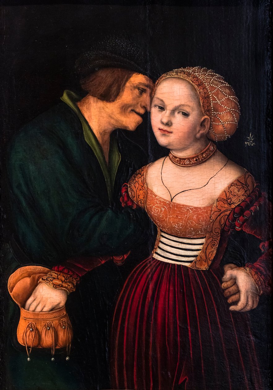Der alte Mann in Liebe oder Die ungleichen Liebenden, ca. 1530 von Lucas the Elder Cranach