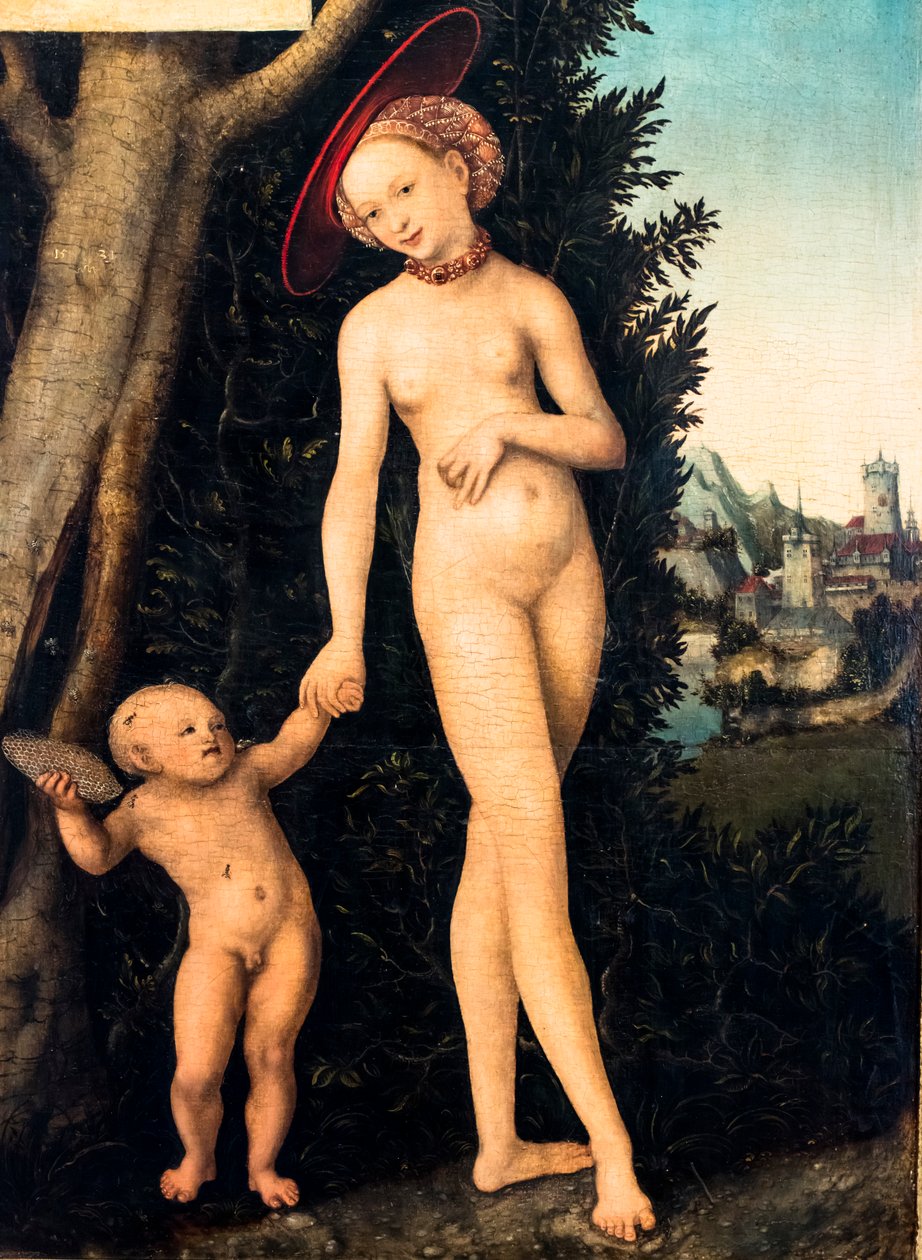 Venus und Amor stehlen Honig (Detail) von Lucas the Elder Cranach
