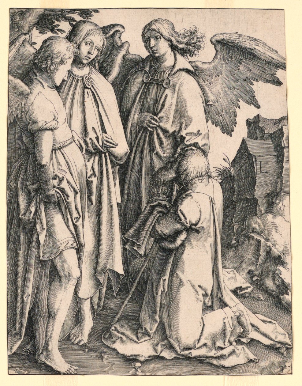 Abraham und die drei Engel von Lucas van Leyden