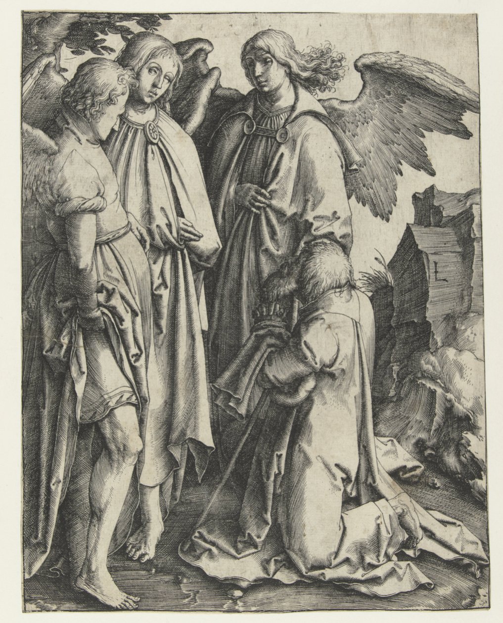 Abraham und die drei Engel von Lucas van Leyden