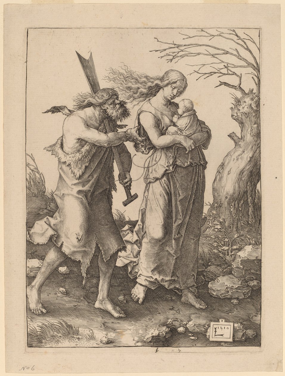 Adam und Eva nach ihrer Vertreibung aus dem Paradies von Lucas van Leyden