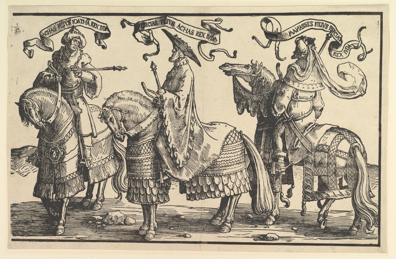 Ahas, Hiskia, Manasse, aus Die zwölf Könige Israels von Lucas van Leyden