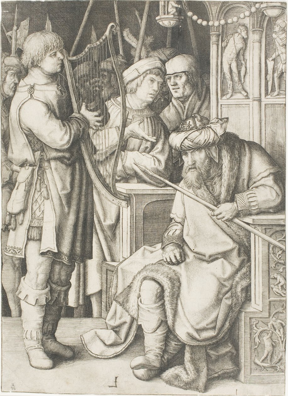 David spielt die Harfe vor Saul von Lucas van Leyden