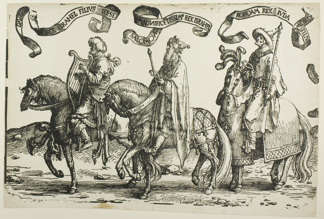 David, Salomo, Rehabeam, Platte eins, aus Die zwölf Könige Israels von Lucas van Leyden