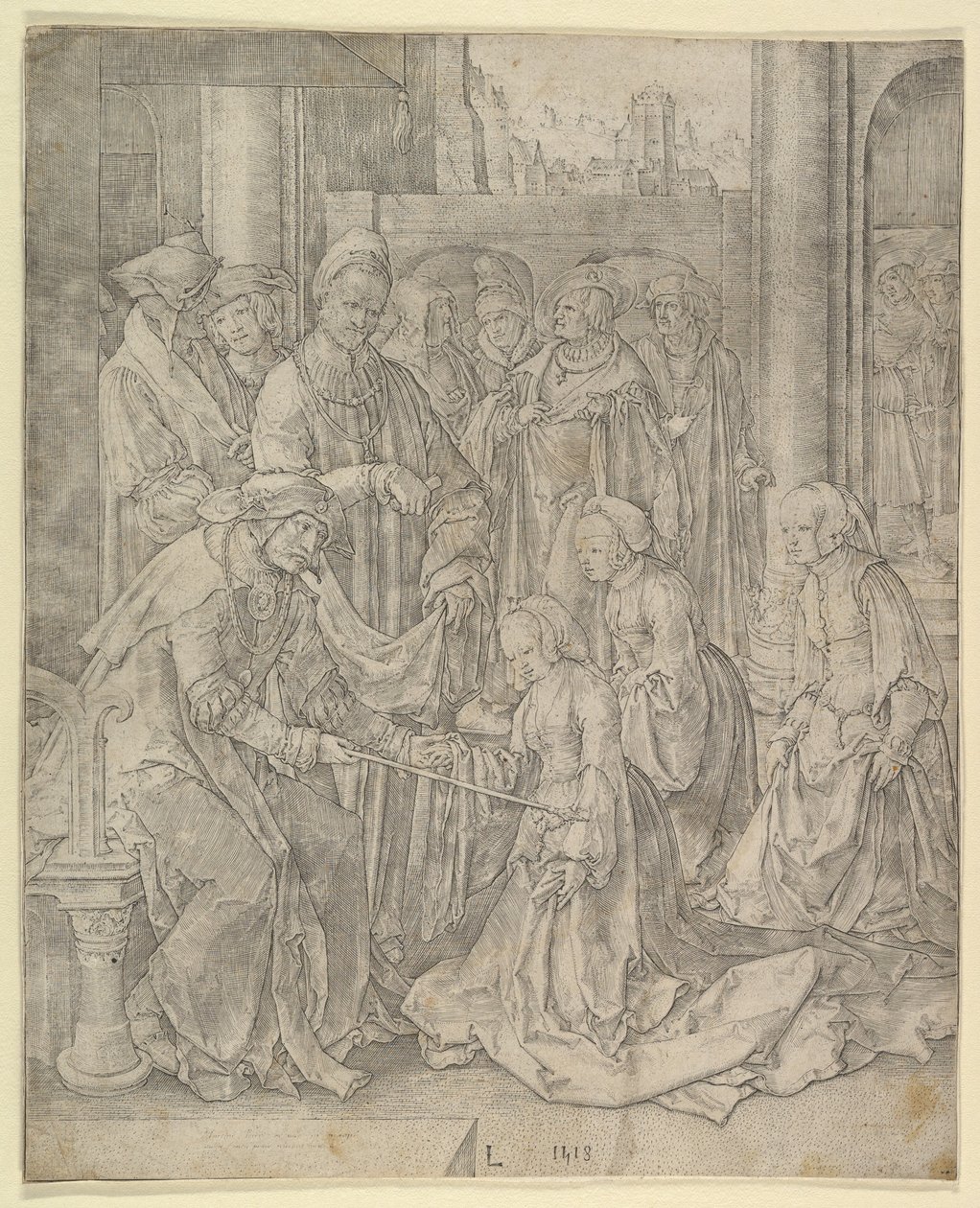 Esther vor Ahasverus, 1518 von Lucas van Leyden