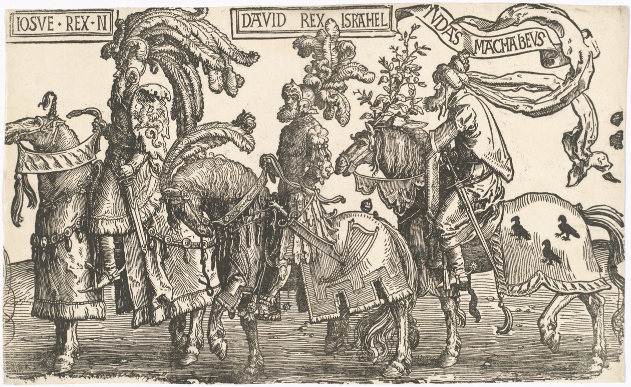 Josua, David, Judas Makkabäus von Lucas van Leyden